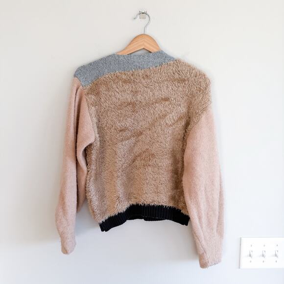 Atelier Edition Sita Murt Mallorca Faux Fur Colorblock Pullover Sweater - Picture 2 of 8